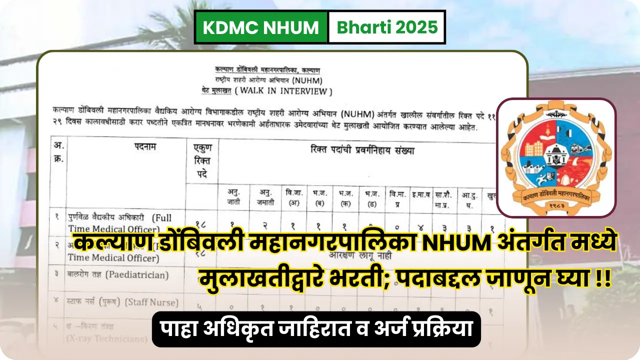 KDMC NHUM bharti 2025