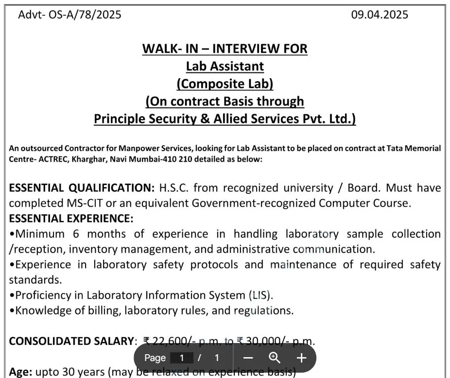 TMC Navi Mumbai Interview notification 2025