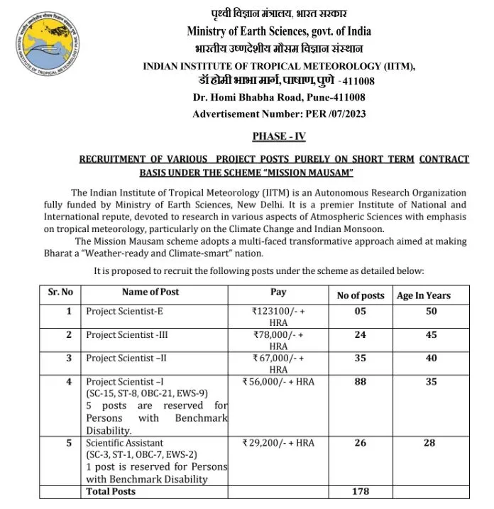 IITM Pune Bharti 2025 Notification