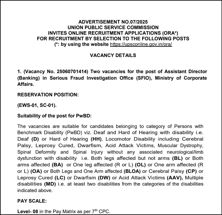 UPSC Bharti 2025 notification