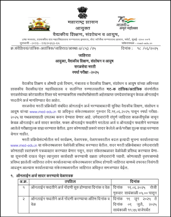DMER recruitment notification