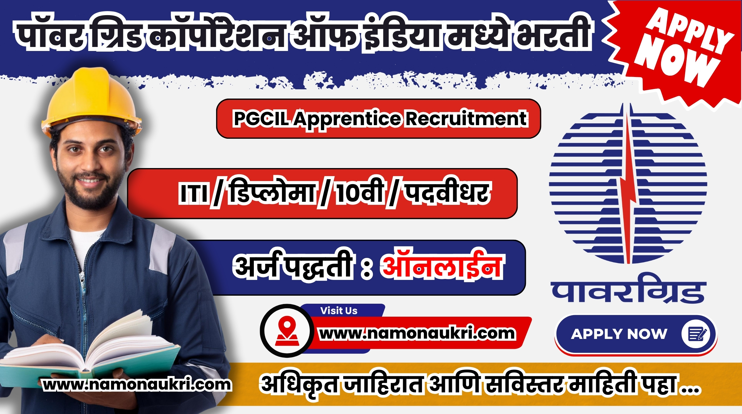 PGCIL Apprentice Recruitment : पॉवर ग्रिड कॉर्पोरेशन ऑफ इंडिया मध्ये विविध पदांसाठी भरती 2024 1 PGCIL Apprentice Recruitment